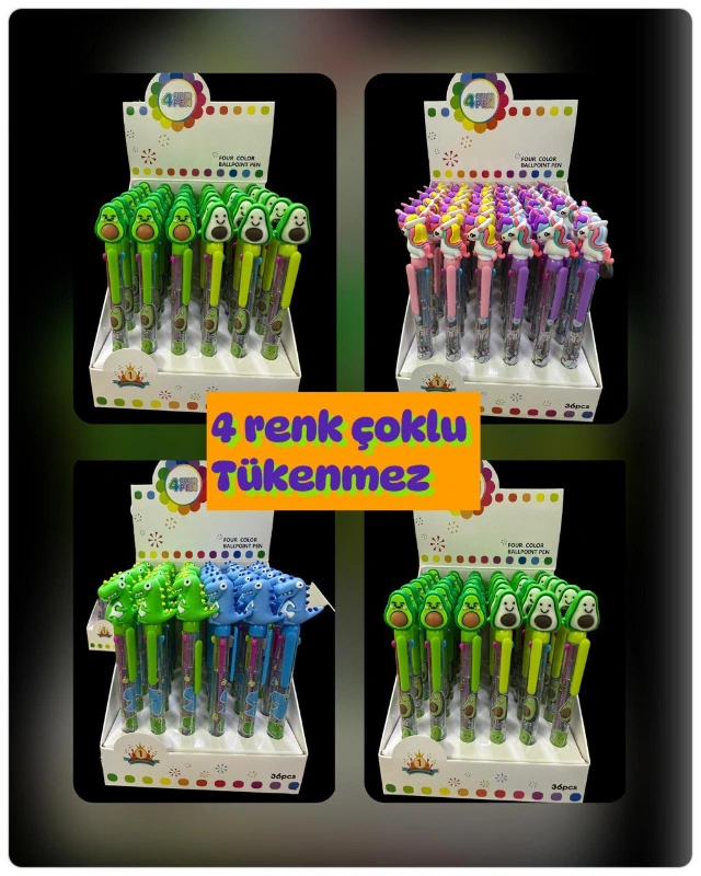 ÇOKLU 4 RENK TÜKENMEZ KALEM ( 36LI STANT)